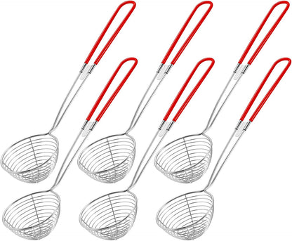 4 Pieces Hot Pot Kit Strainer Scoops Stainless Steel 2.5 Inch Mini Spider Strainer Skimmer Pasta Mesh Spoon Asian Skimmer Spoon Ladle with Handle for Home (Black)