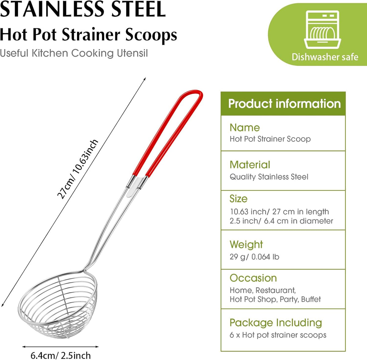 4 Pieces Hot Pot Kit Strainer Scoops Stainless Steel 2.5 Inch Mini Spider Strainer Skimmer Pasta Mesh Spoon Asian Skimmer Spoon Ladle with Handle for Home (Black)