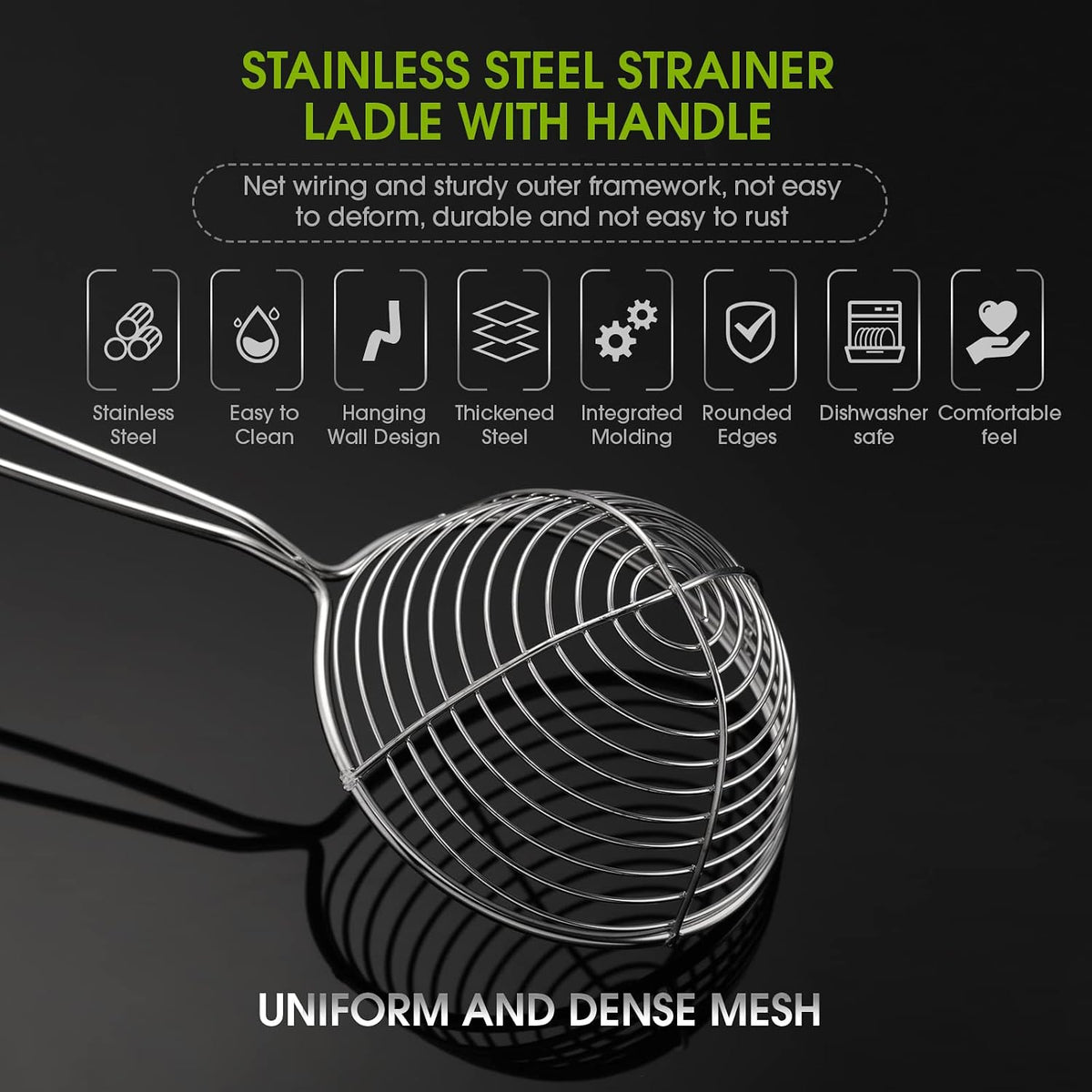 4 Pieces Hot Pot Kit Strainer Scoops Stainless Steel 2.5 Inch Mini Spider Strainer Skimmer Pasta Mesh Spoon Asian Skimmer Spoon Ladle with Handle for Home (Black)
