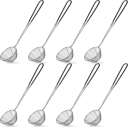 4 Pieces Hot Pot Kit Strainer Scoops Stainless Steel 2.5 Inch Mini Spider Strainer Skimmer Pasta Mesh Spoon Asian Skimmer Spoon Ladle with Handle for Home (Black)
