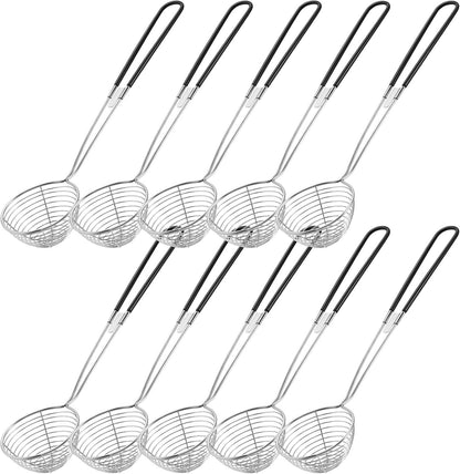 4 Pieces Hot Pot Kit Strainer Scoops Stainless Steel 2.5 Inch Mini Spider Strainer Skimmer Pasta Mesh Spoon Asian Skimmer Spoon Ladle with Handle for Home (Black)