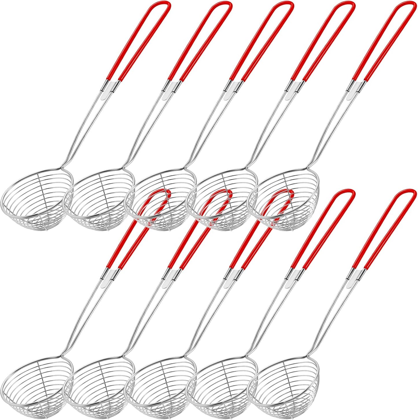 4 Pieces Hot Pot Kit Strainer Scoops Stainless Steel 2.5 Inch Mini Spider Strainer Skimmer Pasta Mesh Spoon Asian Skimmer Spoon Ladle with Handle for Home (Black)