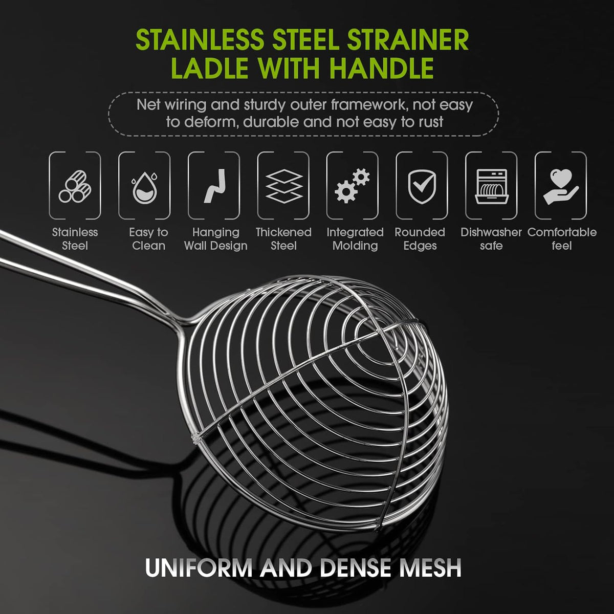 4 Pieces Hot Pot Kit Strainer Scoops Stainless Steel 2.5 Inch Mini Spider Strainer Skimmer Pasta Mesh Spoon Asian Skimmer Spoon Ladle with Handle for Home (Black)