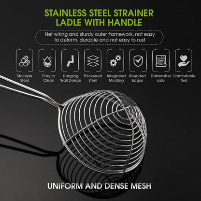 4 Pieces Hot Pot Kit Strainer Scoops Stainless Steel 2.5 Inch Mini Spider Strainer Skimmer Pasta Mesh Spoon Asian Skimmer Spoon Ladle with Handle for Home (Black)