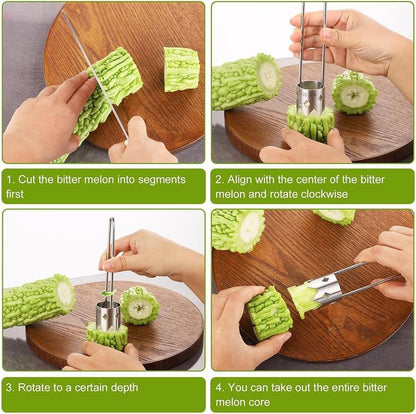 Pepper Corer Seed Remover Tool, 2026 Upgraded Stainless Steel Fruite Corer, Reusable Washable Fruite Cutter Pepper Seed Remover, For Vegetables Fruit Kitchen Gadget (A1)
