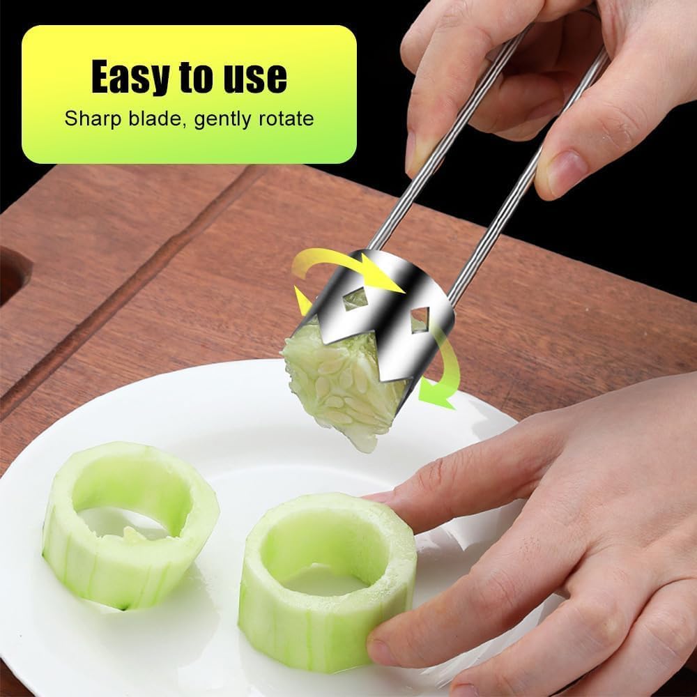 Pepper Corer Seed Remover Tool, 2026 Upgraded Stainless Steel Fruite Corer, Reusable Washable Fruite Cutter Pepper Seed Remover, For Vegetables Fruit Kitchen Gadget (A1)