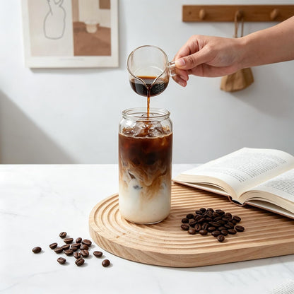 2 PACK Espresso Glass Measuring Cup Triple Pitcher Milk Cup 75ML Espresso Cups with Handle Shot Glass with V-Shaped Mouth Clear Accessories Milk Frothing Pitcher (2)
