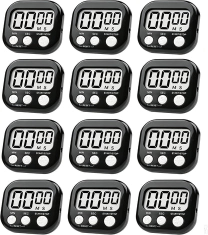 Digital Kitchen Timer, Big Display Screen, Loud Alarm, Strong Magnetic Backing Stand, Cooking Baking Kids Classroom Teacher Game Timers, Minute Seconds Count Up Countdown and Simple Operation(4 Pack)