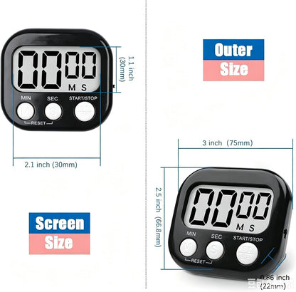 Digital Kitchen Timer, Big Display Screen, Loud Alarm, Strong Magnetic Backing Stand, Cooking Baking Kids Classroom Teacher Game Timers, Minute Seconds Count Up Countdown and Simple Operation(4 Pack)