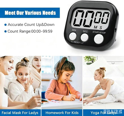Digital Kitchen Timer, Big Display Screen, Loud Alarm, Strong Magnetic Backing Stand, Cooking Baking Kids Classroom Teacher Game Timers, Minute Seconds Count Up Countdown and Simple Operation(4 Pack)