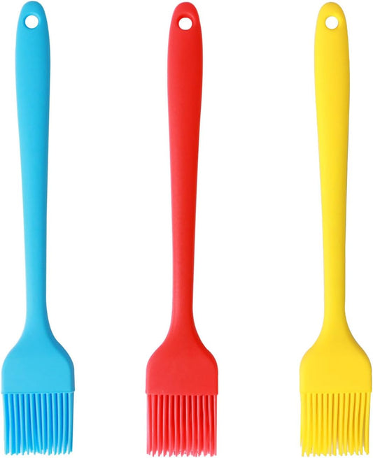 Silicone Basting Pastry Brush, 3 PCS Heat Resistant Food Brush, Food Brush Suitable for BBQ Grill and Baking, Dishwasher Safe (3 Colors)