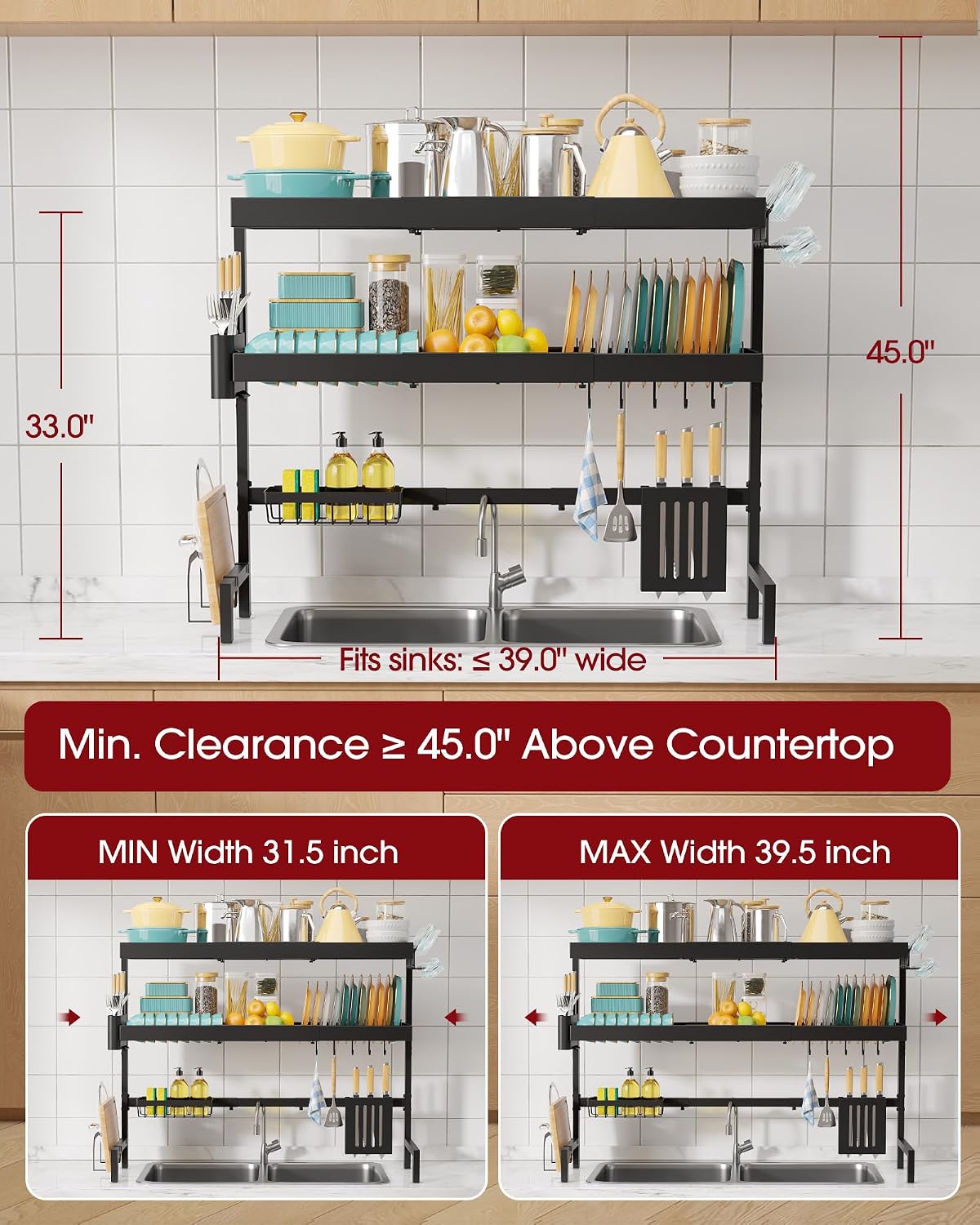 Dish Drying Rack Over The Sink, Dish Drainer for Kitchen Counter