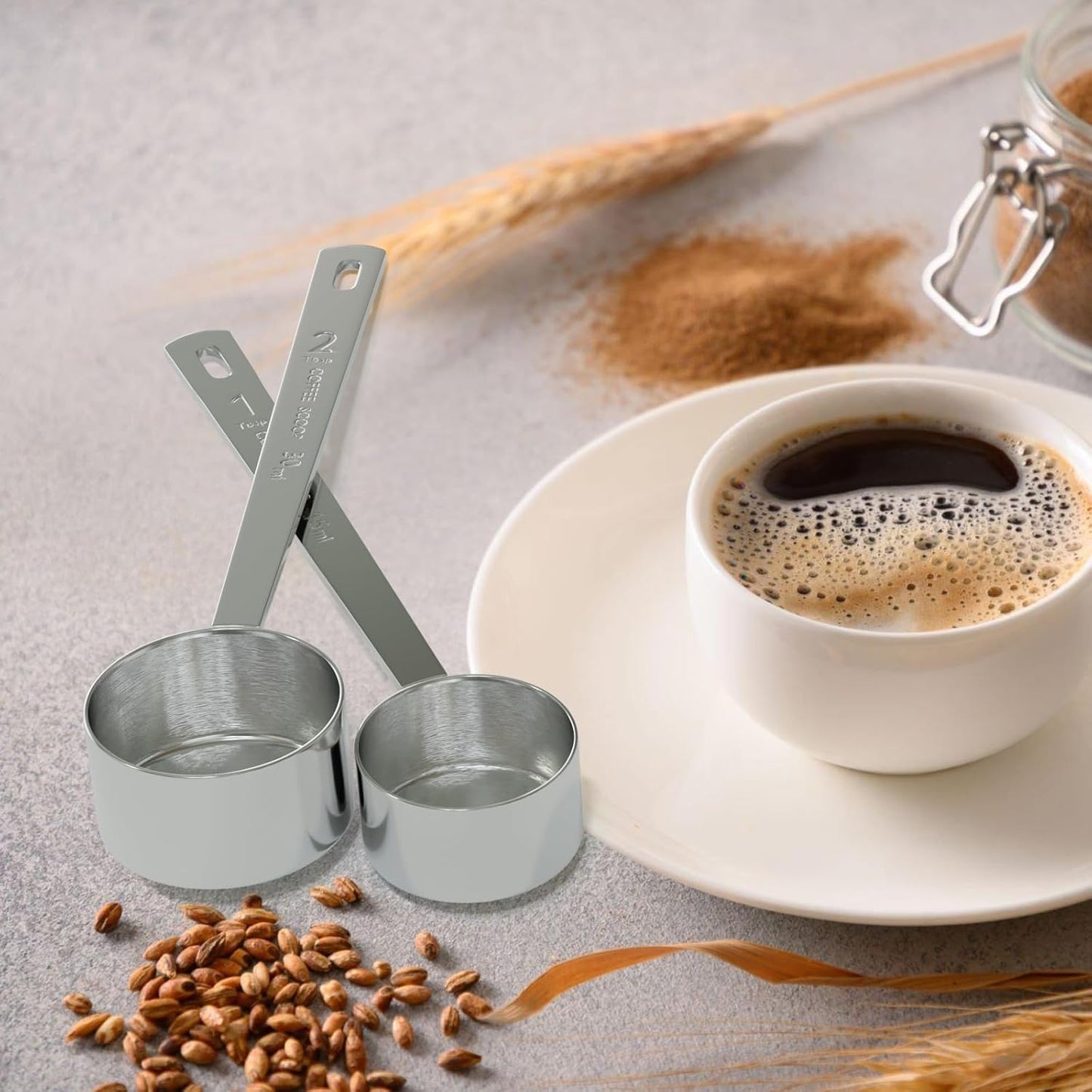 2PCS Long Handle Coffee Scoop, 2Tbsp(30ml) Measuring Spoon | 6.3" Length, Food-Grade Stainless Steel, Accurate Measurement, Dishwasher-Safe, Engraved Marking, Coffee Ritual Essential