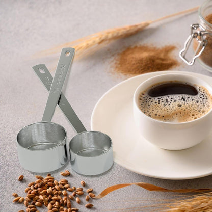 2PCS Long Handle Coffee Scoop, 2Tbsp(30ml) Measuring Spoon | 6.3" Length, Food-Grade Stainless Steel, Accurate Measurement, Dishwasher-Safe, Engraved Marking, Coffee Ritual Essential