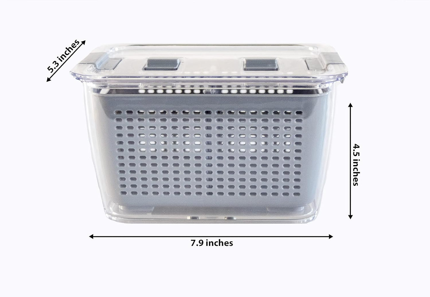 Stackable Fridge Storage Colander Containers for Fresh Produce, Variety Pack, 3 Sizes to Organize Washed Fruits and Veggies, Snap and Seal Lids with Adjustable Vents, Hand Wash Only