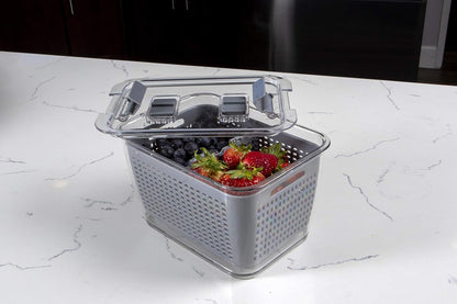 Stackable Fridge Storage Colander Containers for Fresh Produce, Variety Pack, 3 Sizes to Organize Washed Fruits and Veggies, Snap and Seal Lids with Adjustable Vents, Hand Wash Only