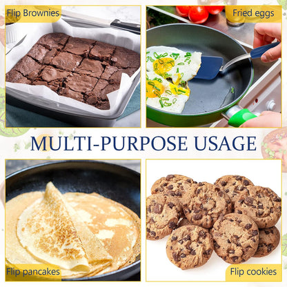 2Pcs Mini Silicone Cookie Brownie Spatula, Solid Flat, Gray, Blue