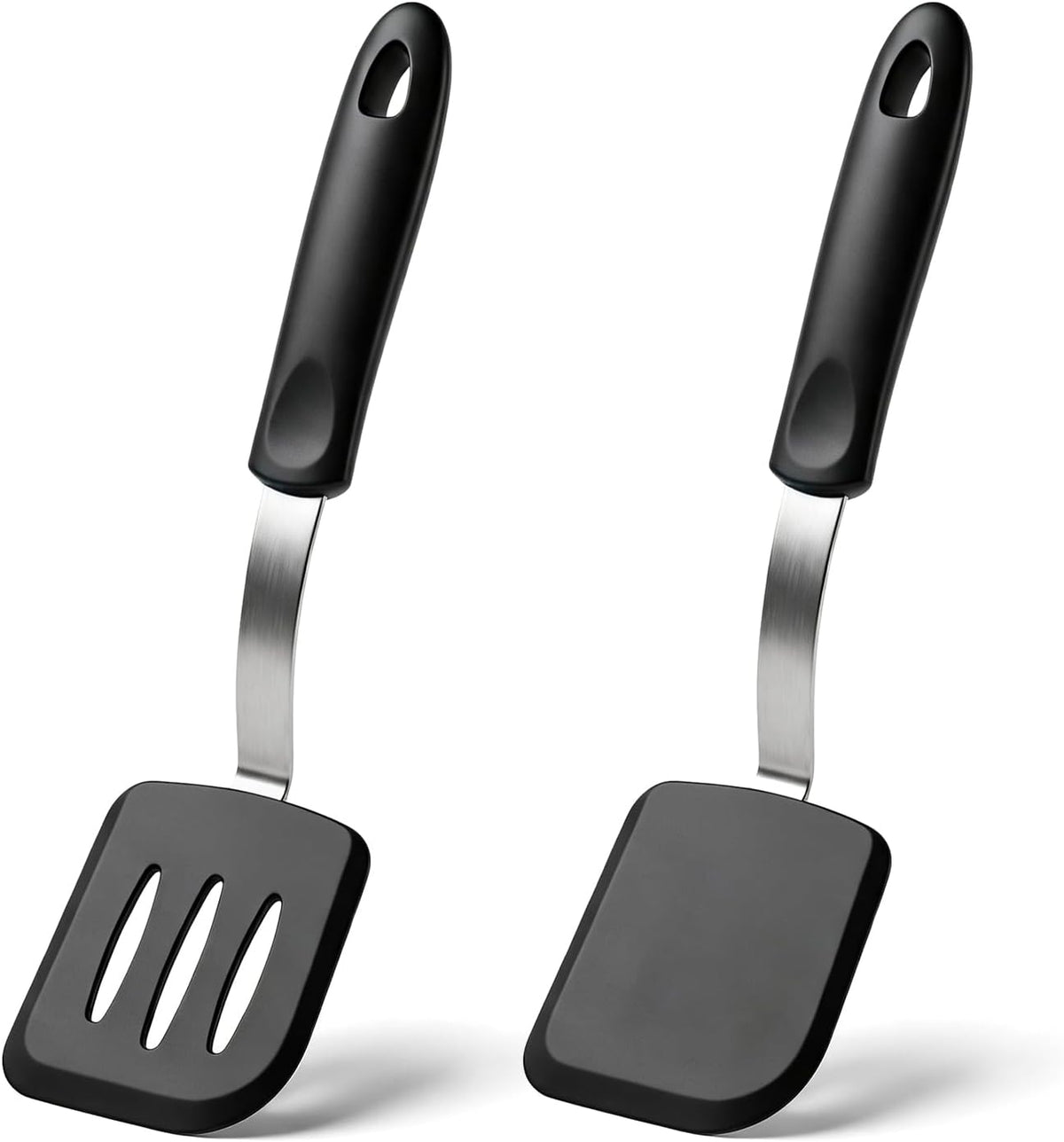 2Pcs Mini Silicone Cookie Brownie Spatula, Solid Flat, Gray, Blue