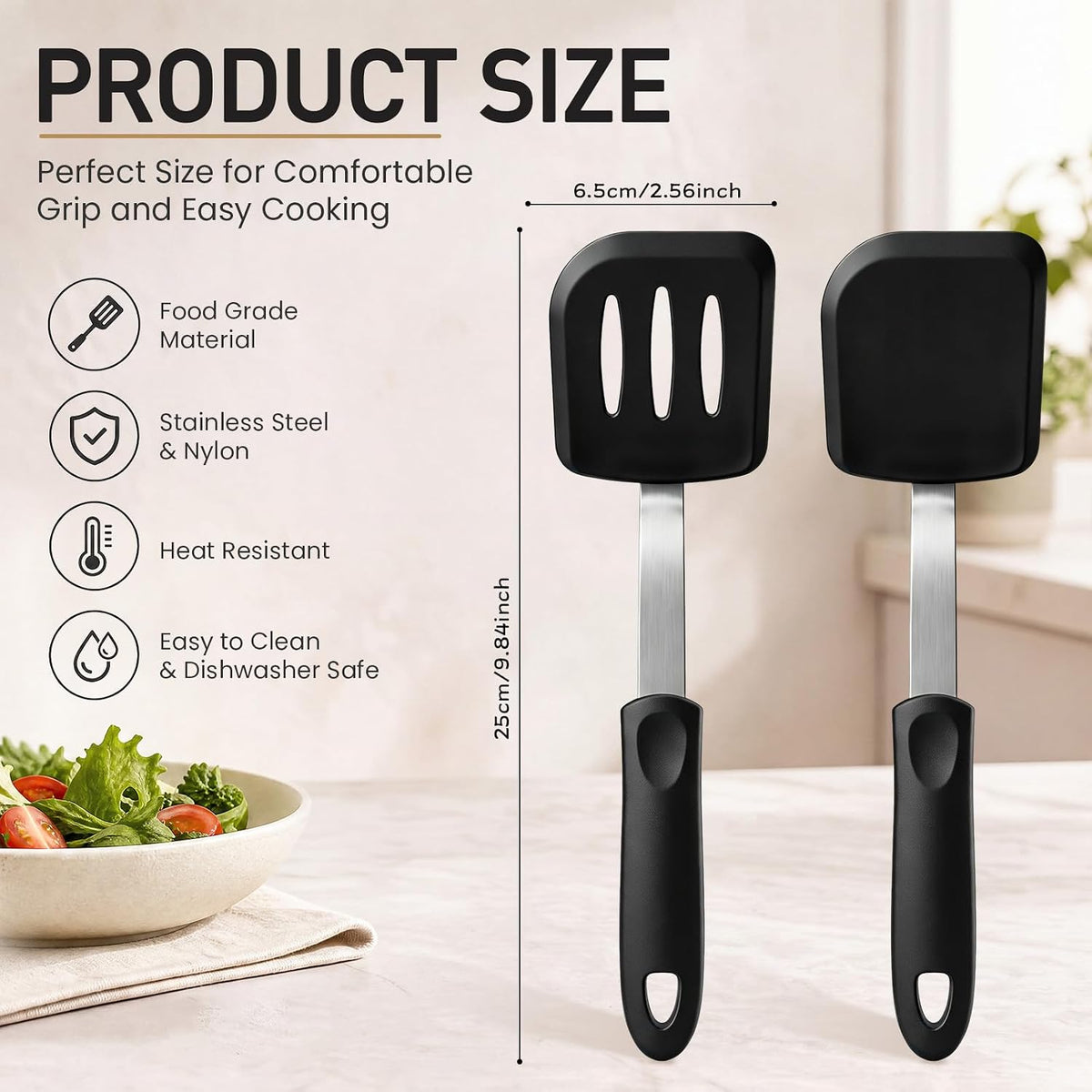2Pcs Mini Silicone Cookie Brownie Spatula, Solid Flat, Gray, Blue