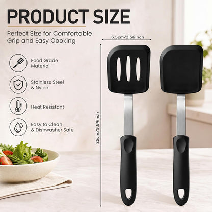 2Pcs Mini Silicone Cookie Brownie Spatula, Solid Flat, Gray, Blue