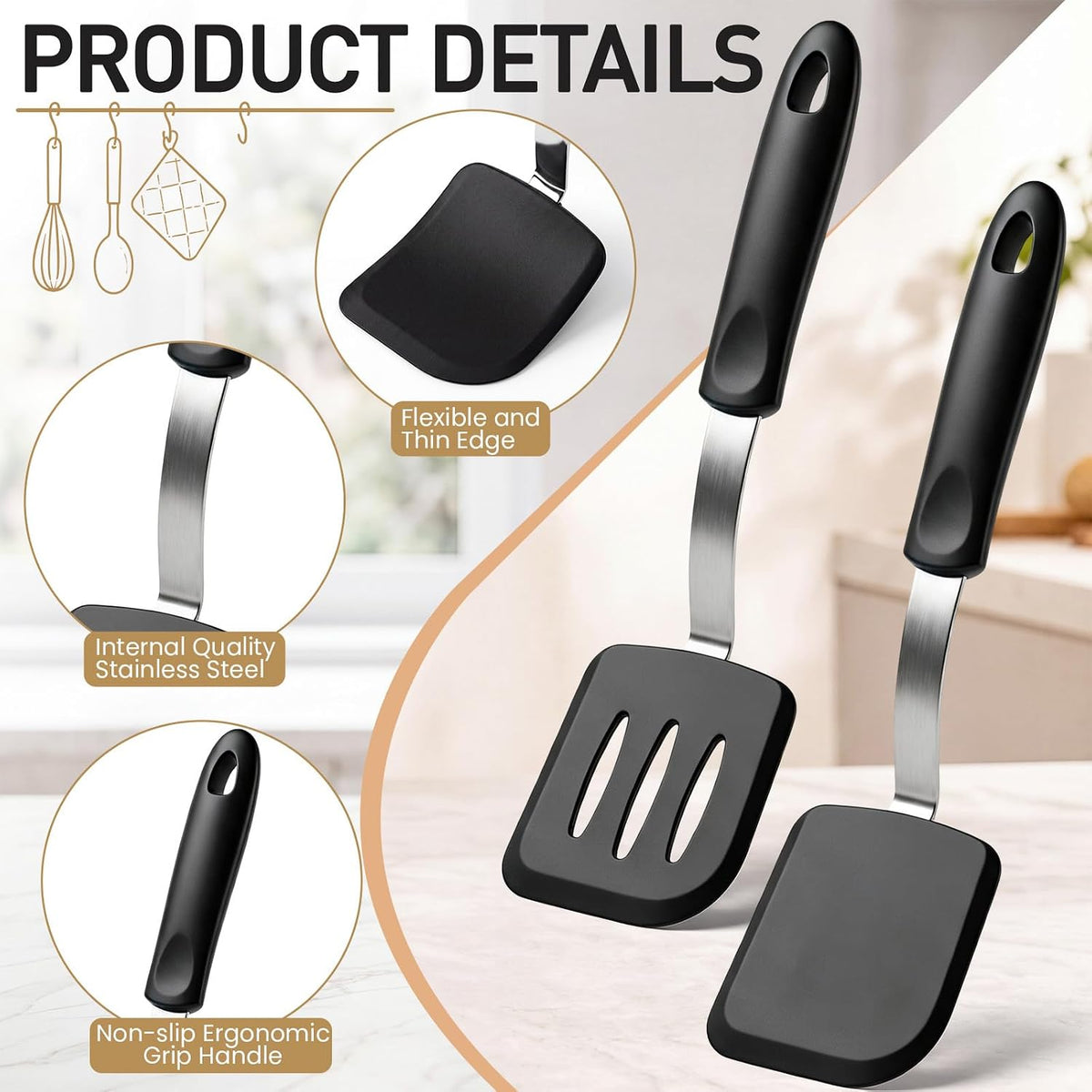 2Pcs Mini Silicone Cookie Brownie Spatula, Solid Flat, Gray, Blue