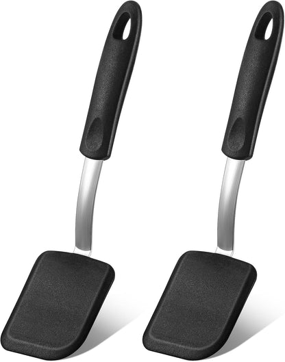 2Pcs Mini Silicone Cookie Brownie Spatula, Solid Flat, Gray, Blue