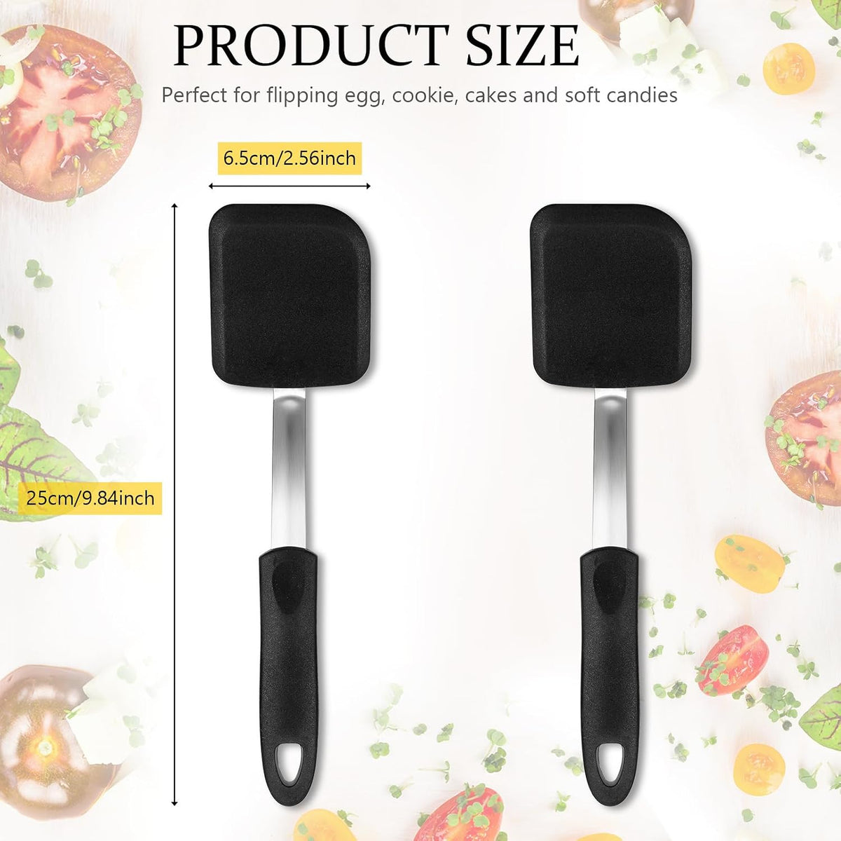 2Pcs Mini Silicone Cookie Brownie Spatula, Solid Flat, Gray, Blue