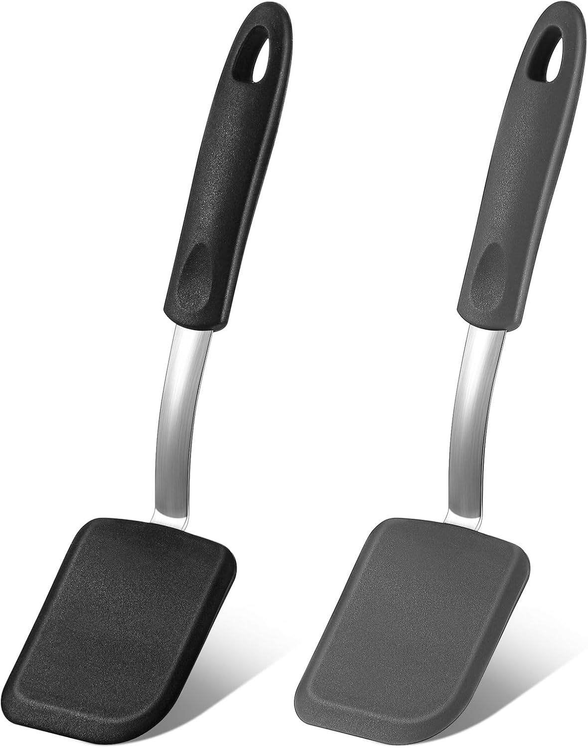 2Pcs Mini Silicone Cookie Brownie Spatula, Solid Flat, Gray, Blue