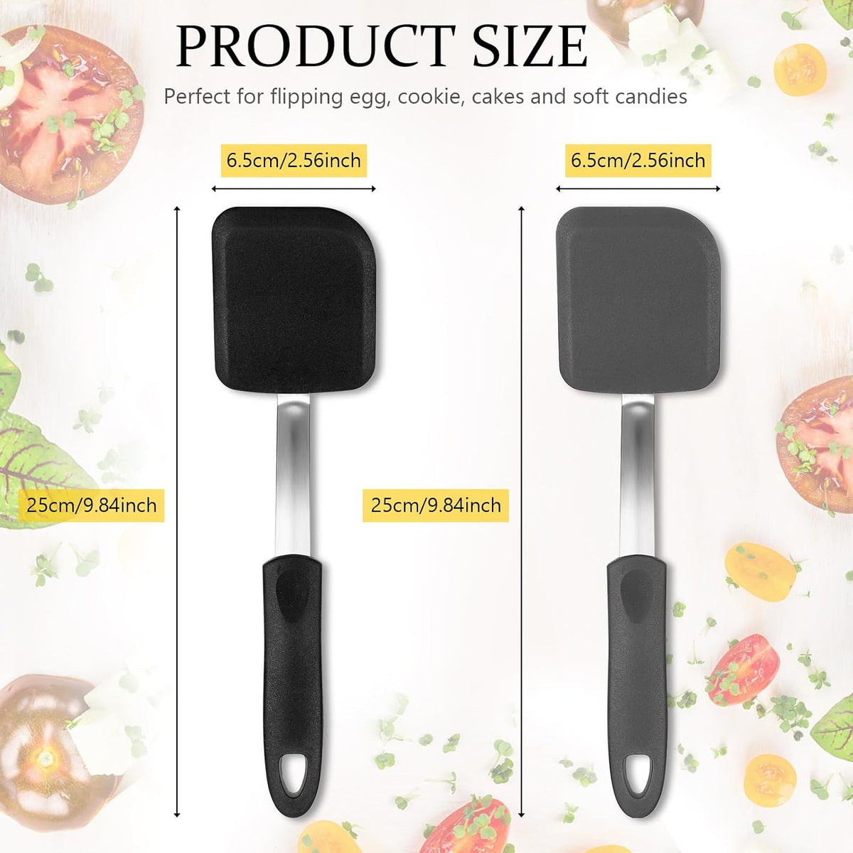 2Pcs Mini Silicone Cookie Brownie Spatula, Solid Flat, Gray, Blue
