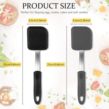 2Pcs Mini Silicone Cookie Brownie Spatula, Solid Flat, Gray, Blue