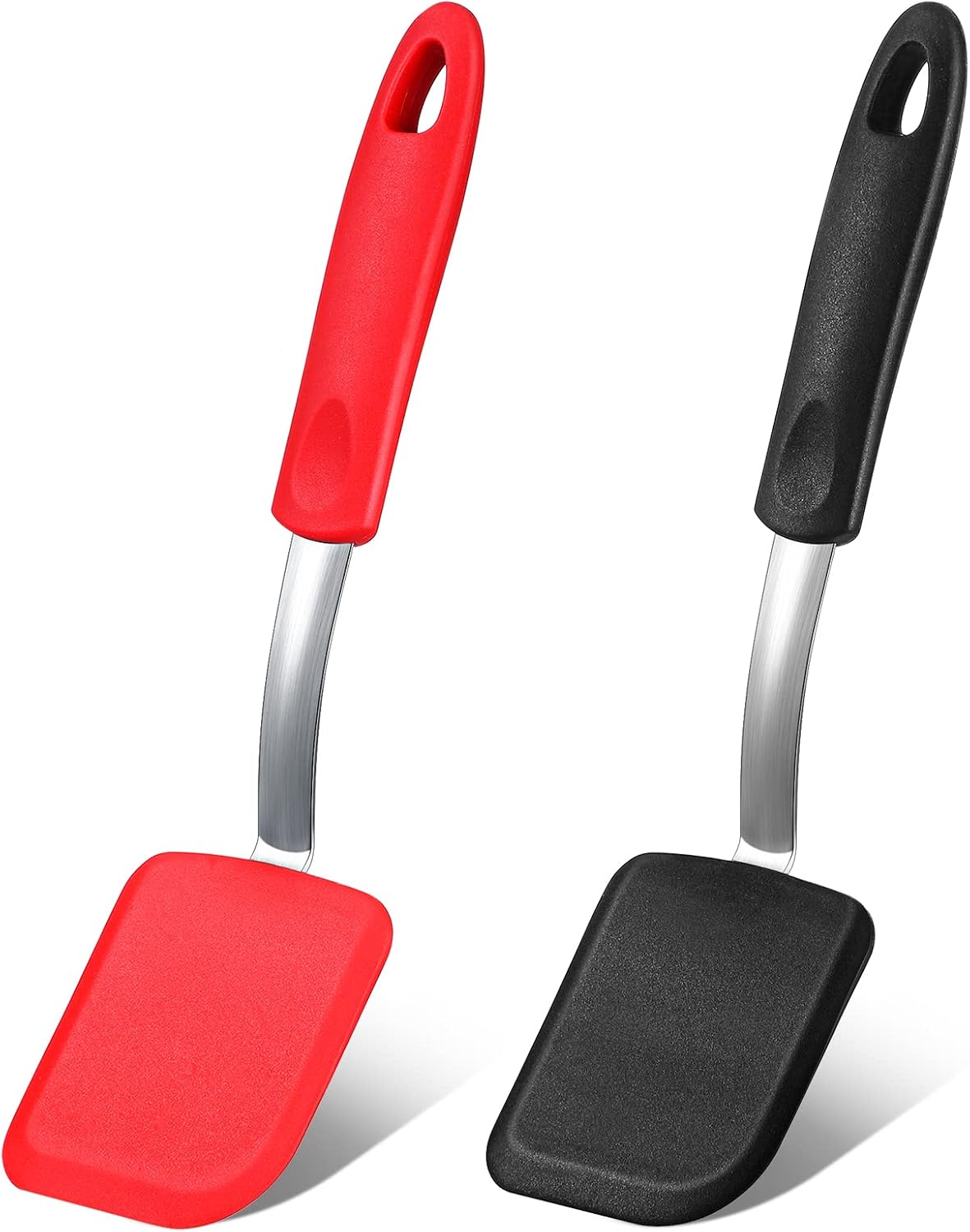 2Pcs Mini Silicone Cookie Brownie Spatula, Solid Flat, Gray, Blue