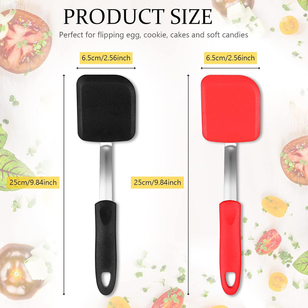 2Pcs Mini Silicone Cookie Brownie Spatula, Solid Flat, Gray, Blue
