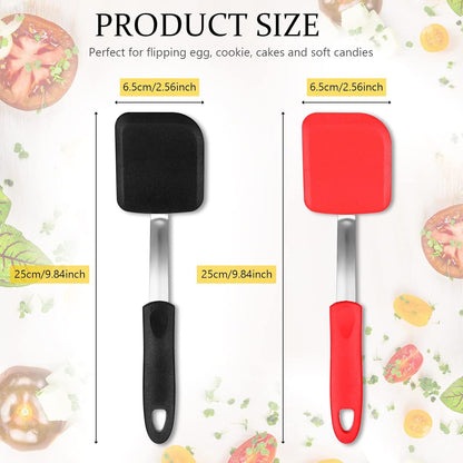 2Pcs Mini Silicone Cookie Brownie Spatula, Solid Flat, Gray, Blue
