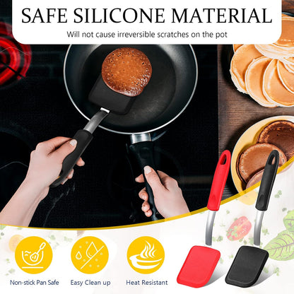 2Pcs Mini Silicone Cookie Brownie Spatula, Solid Flat, Gray, Blue