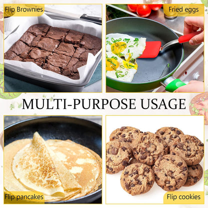2Pcs Mini Silicone Cookie Brownie Spatula, Solid Flat, Gray, Blue