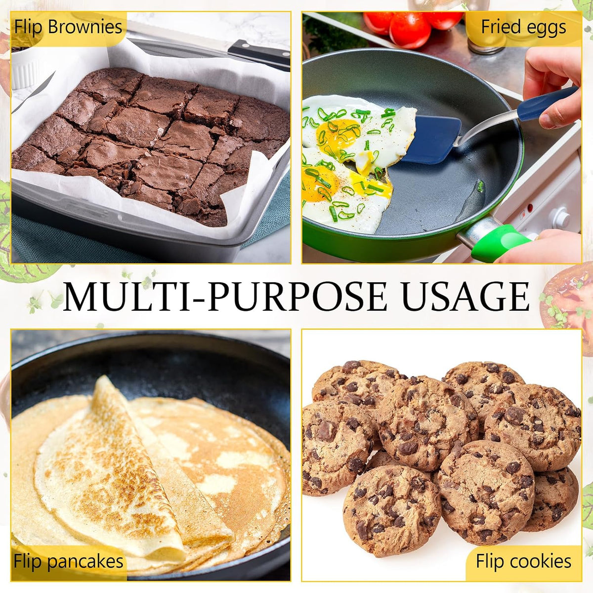2Pcs Mini Silicone Cookie Brownie Spatula, Solid Flat, Gray, Blue