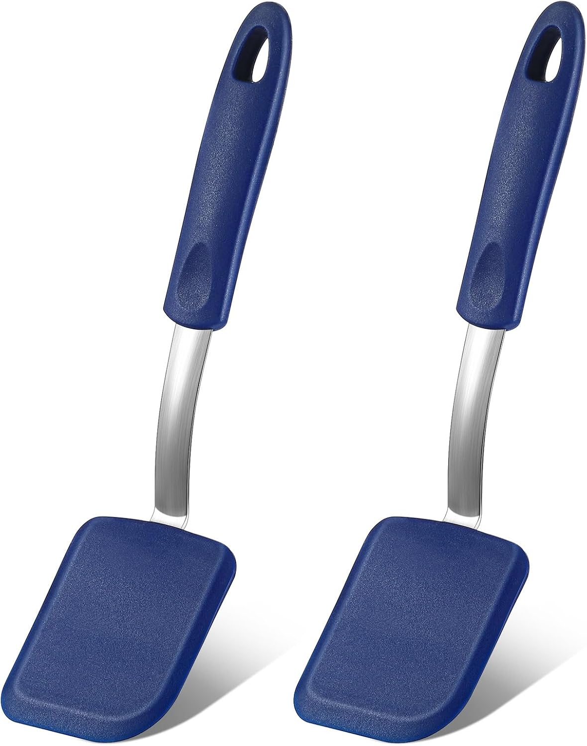 2Pcs Mini Silicone Cookie Brownie Spatula, Solid Flat, Gray, Blue
