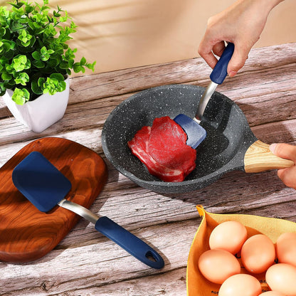 2Pcs Mini Silicone Cookie Brownie Spatula, Solid Flat, Gray, Blue