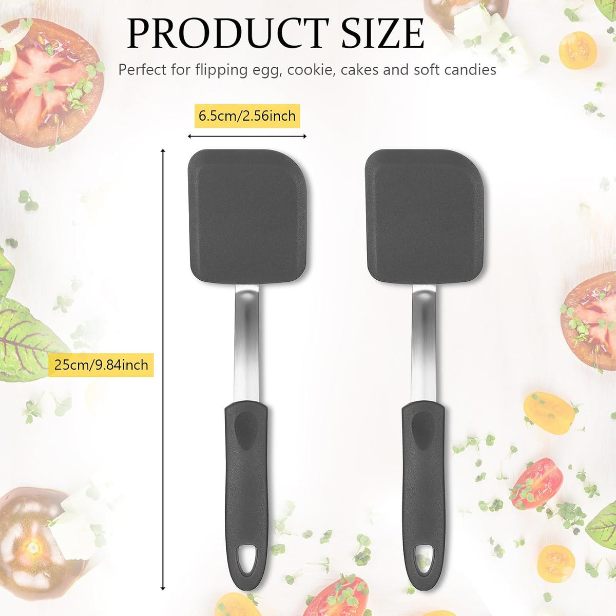 2Pcs Mini Silicone Cookie Brownie Spatula, Solid Flat, Gray, Blue