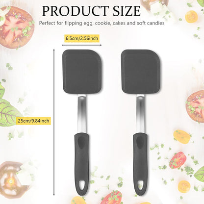 2Pcs Mini Silicone Cookie Brownie Spatula, Solid Flat, Gray, Blue