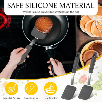 2Pcs Mini Silicone Cookie Brownie Spatula, Solid Flat, Gray, Blue