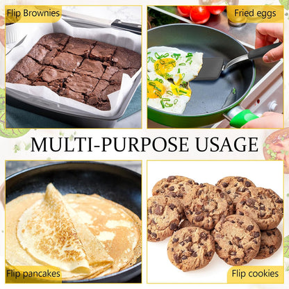 2Pcs Mini Silicone Cookie Brownie Spatula, Solid Flat, Gray, Blue