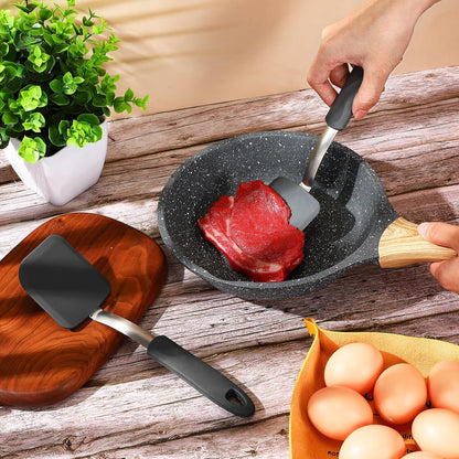 2Pcs Mini Silicone Cookie Brownie Spatula, Solid Flat, Gray, Blue