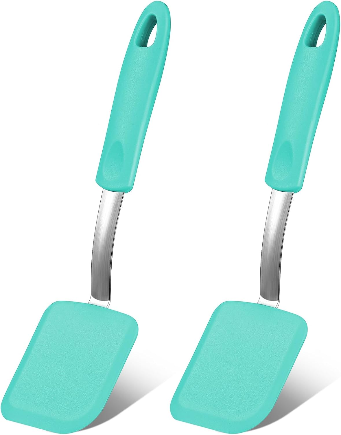 2Pcs Mini Silicone Cookie Brownie Spatula, Solid Flat, Gray, Blue