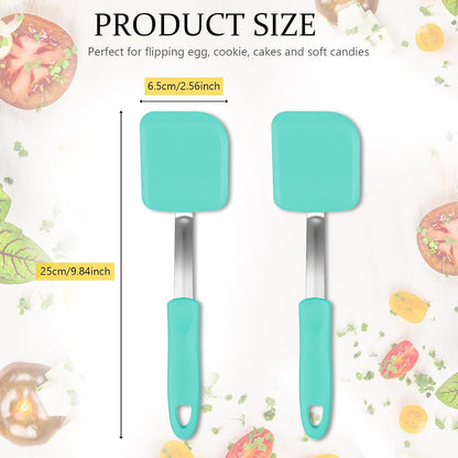2Pcs Mini Silicone Cookie Brownie Spatula, Solid Flat, Gray, Blue