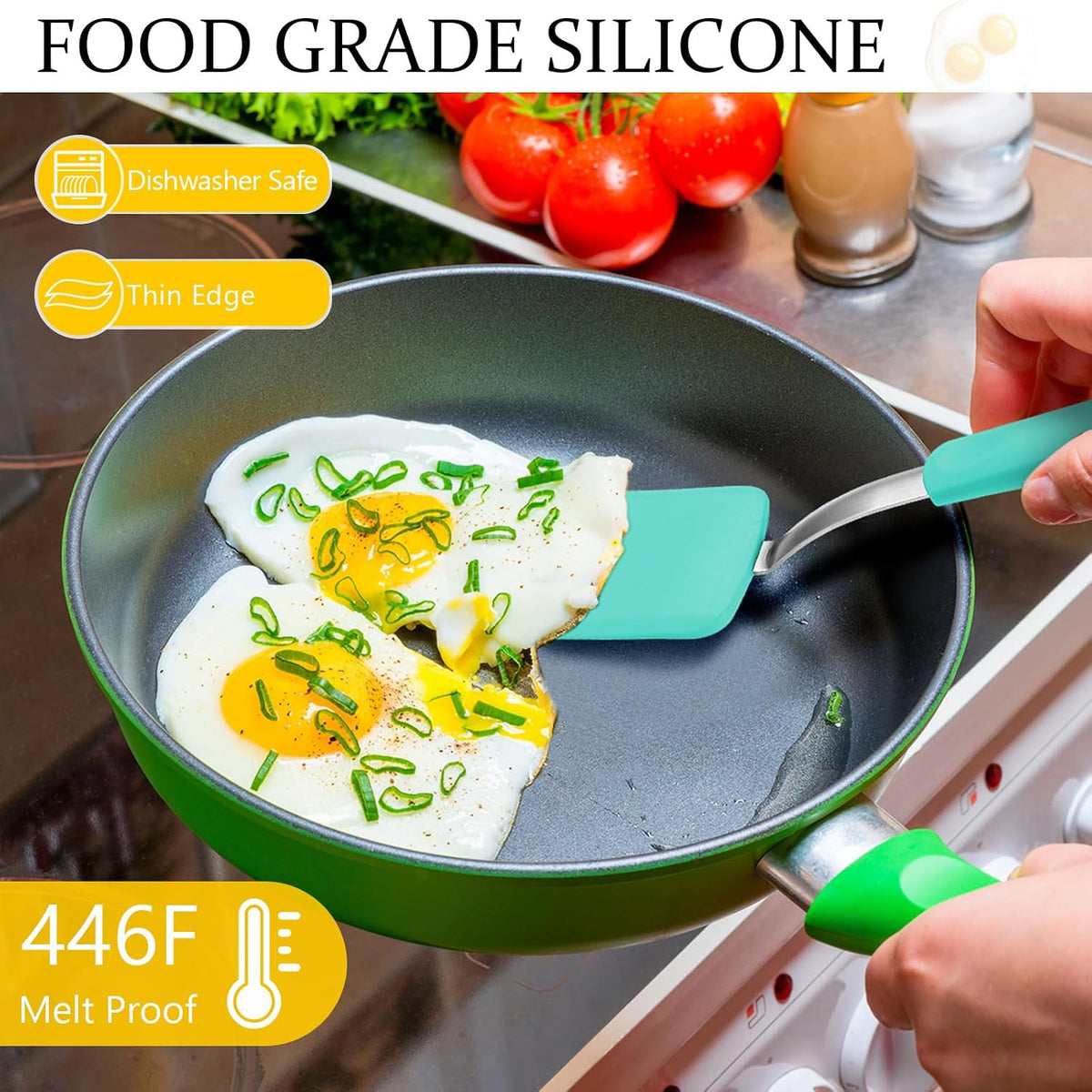 2Pcs Mini Silicone Cookie Brownie Spatula, Solid Flat, Gray, Blue