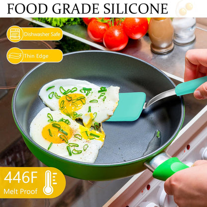 2Pcs Mini Silicone Cookie Brownie Spatula, Solid Flat, Gray, Blue