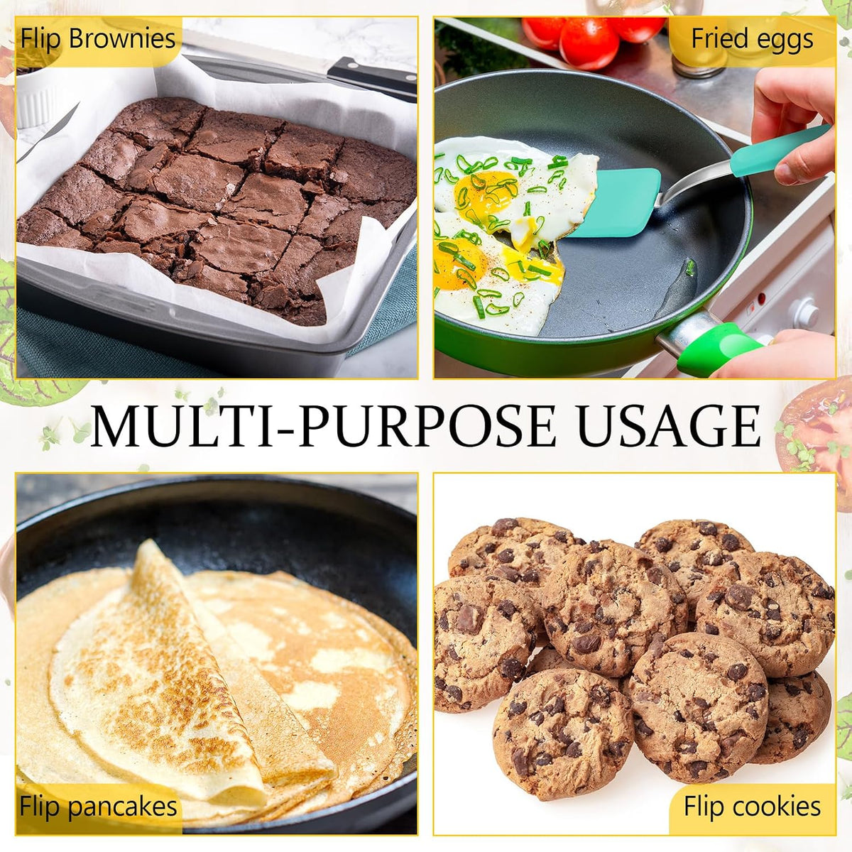 2Pcs Mini Silicone Cookie Brownie Spatula, Solid Flat, Gray, Blue