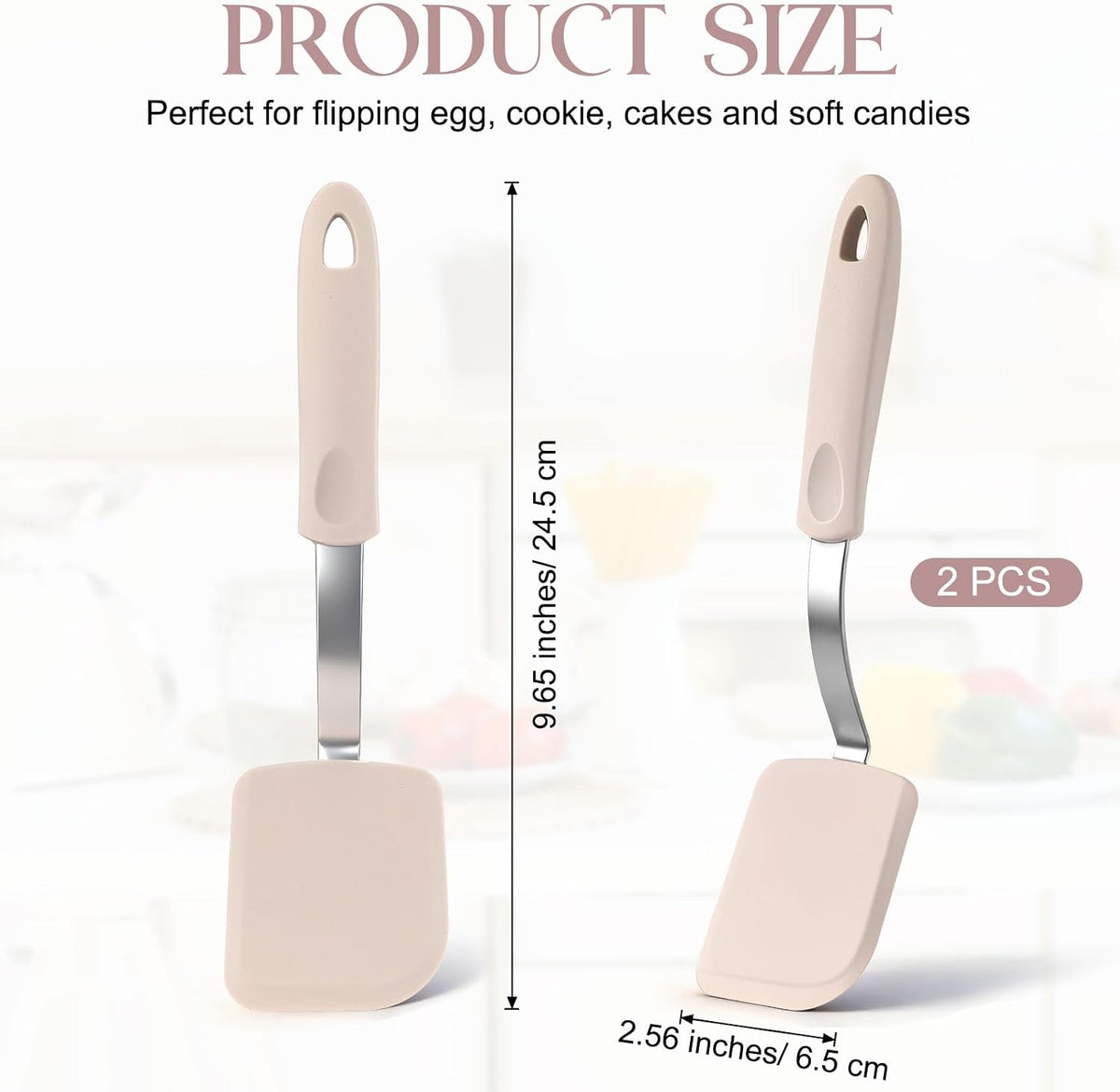 2Pcs Mini Silicone Cookie Brownie Spatula, Solid Flat, Gray, Blue