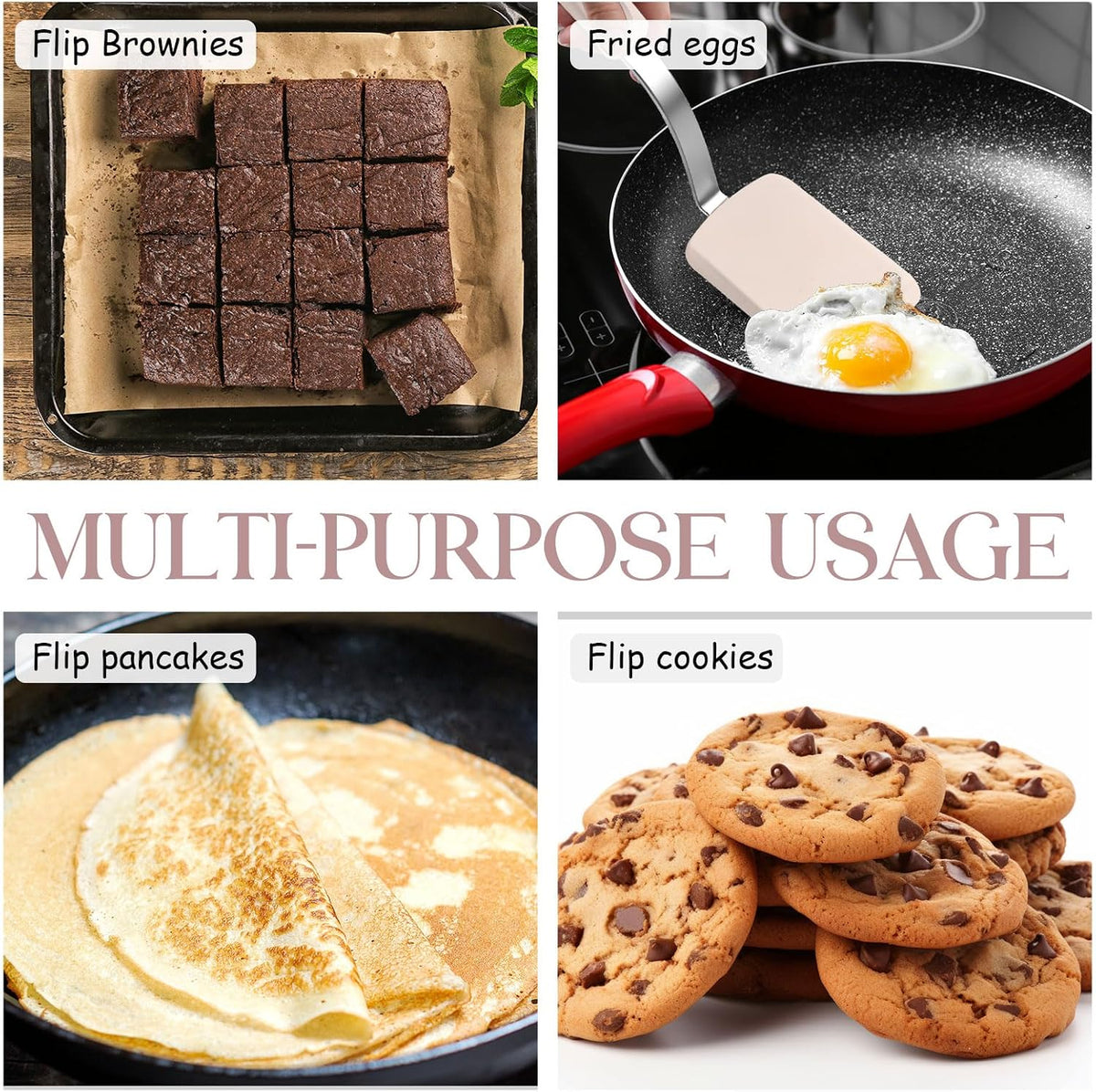 2Pcs Mini Silicone Cookie Brownie Spatula, Solid Flat, Gray, Blue